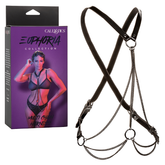 Euphoria Collection Multi Chain Harness with Black Vegan Leather and Velvet Interior, Adjustable Cross Back Design, One Size Womens Harnesses